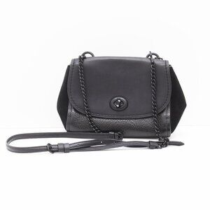 Coach Faye Crossbody Bag Black Leather Chain Strap Twist Lock EUC